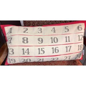 Large Advent Christmas Countdown Burlap Farmhouse Toss Pillow